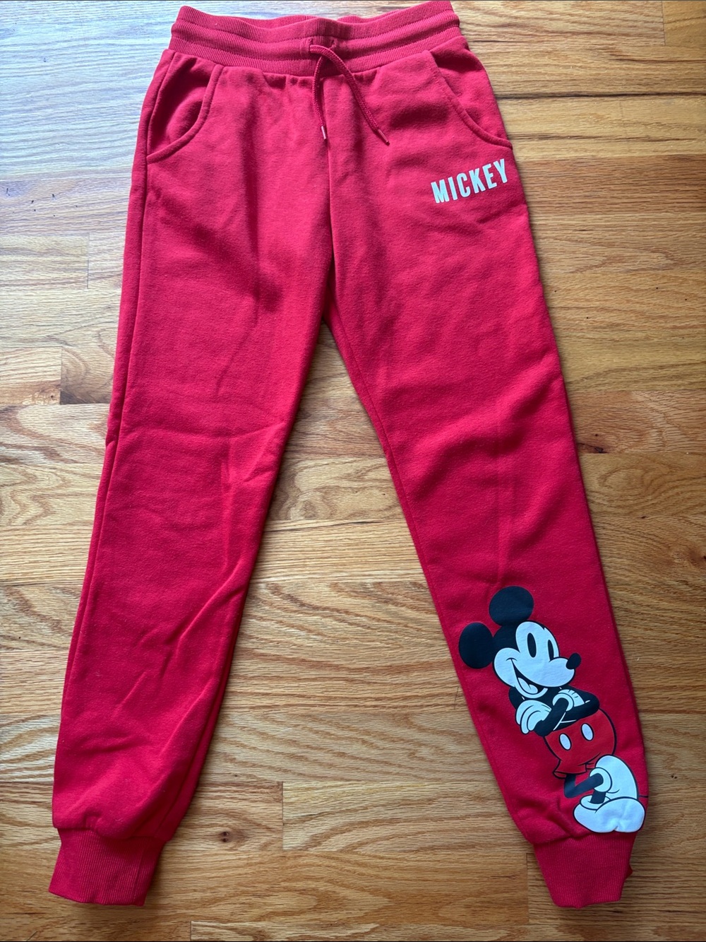 Red Mickey Fleece Jogger Pants for Kids size 9/10 years old